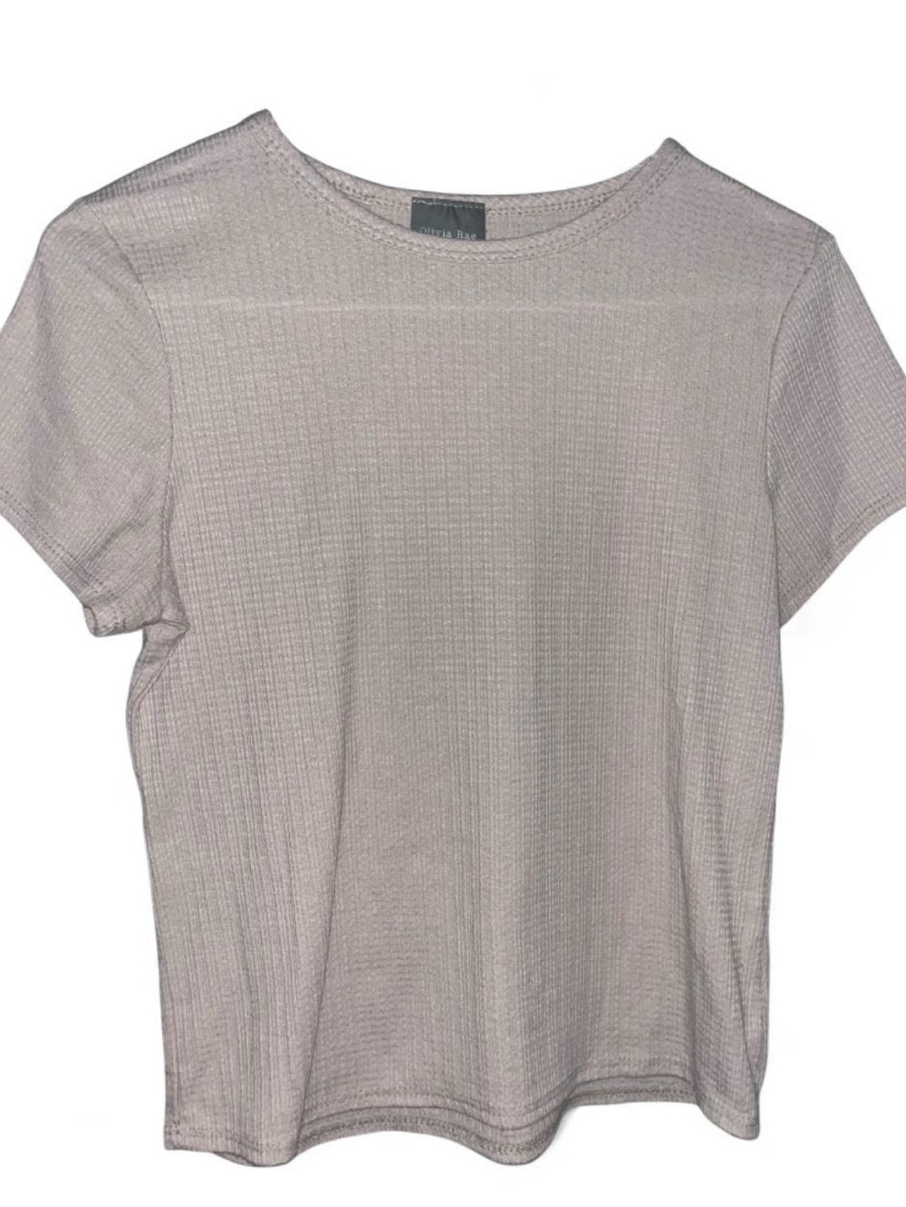 Olivia Rae Short Sleeve Waffle Knit Top - Light Taupe